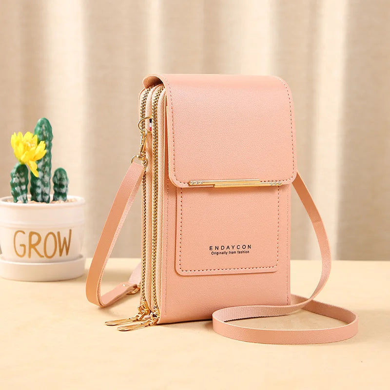 Women's Touch Screen Phone Crossbody Bag – Soft Leather Shoulder Purse & Messenger Handbag