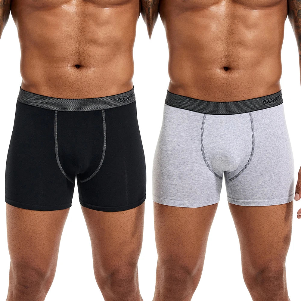Men's Cotton-Blend Boxer Briefs with Letter Waistband, 4-Pack