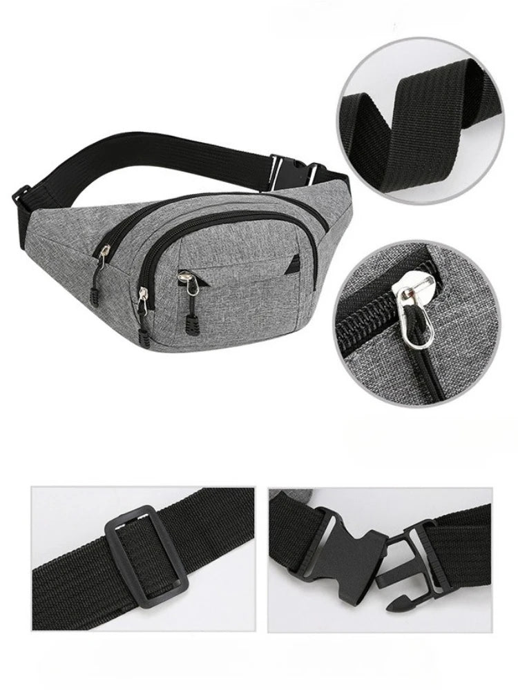 Adjustable Multi-Pocket Waist Bag – Commuter Shoulder Strap Travel Bag for Outdoor Sports
