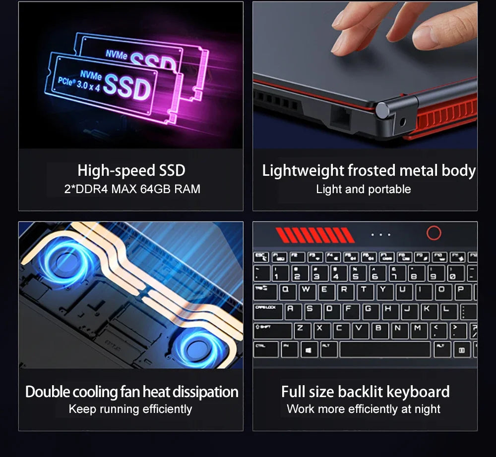 16.1" Gaming Laptop – RTX 4050 6GB or GTX 1650 4GB, Intel i9/i7, Up to 64GB DDR4, 4TB NVMe, 144Hz