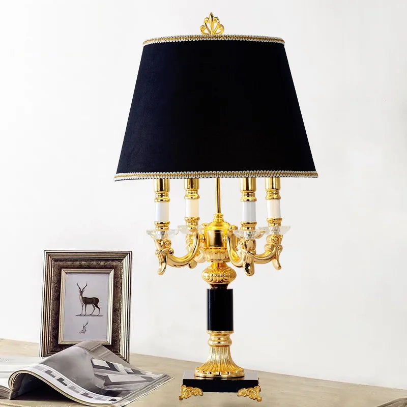 Crystal Table Lamp – Black or Beige Fabric Shade