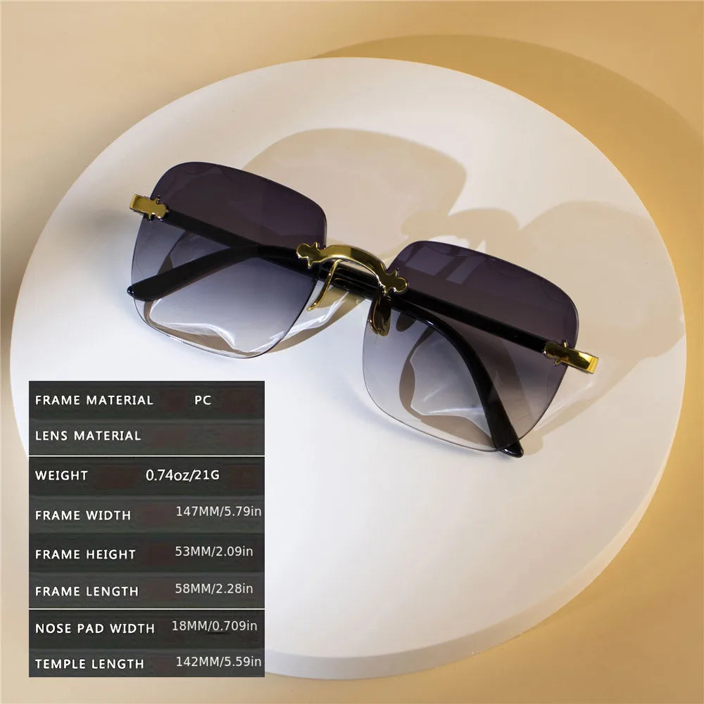 4-Pack Square Rimless Sunglasses | Luxury Designer Summer Shades for Men & Women