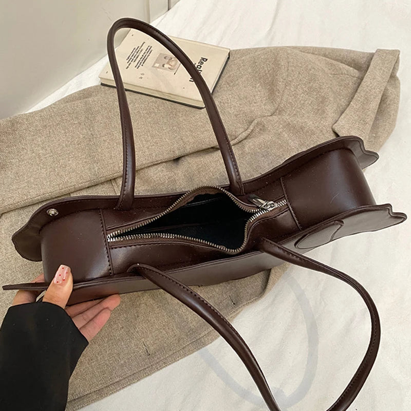 Funny Sausage Dog Kawaii Shoulder Tote Bag – Cute Creative PU Leather Handbag for Women