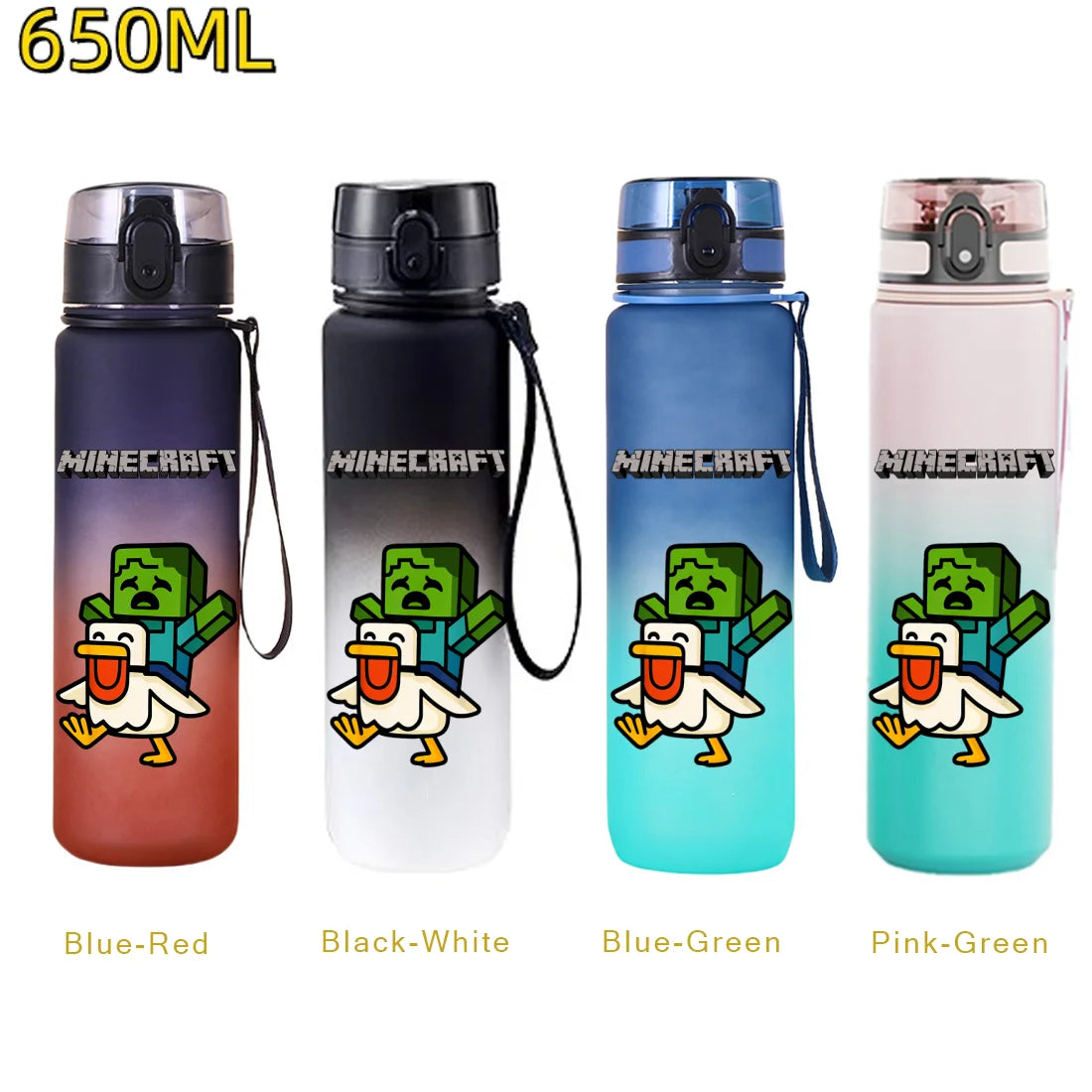 650ml Gradient Color PC Sports Water Bottle with Handle – Leakproof Shaker Bottle for Fitness, Travel & Office
