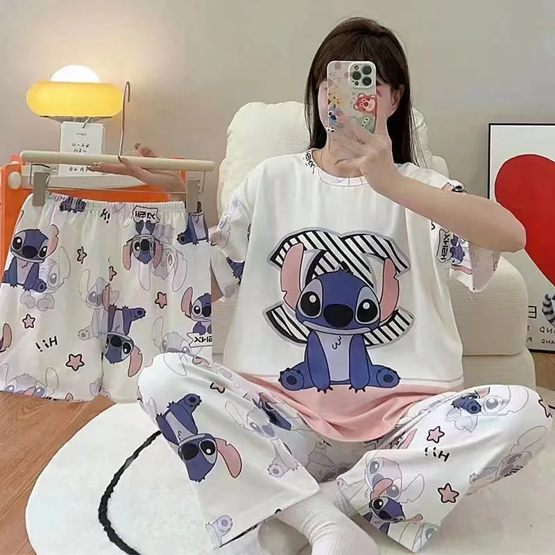 Women's New Three-piece Pajamas Homewear Set of Sweet Pajamas Cartoon Leisure Women's Homewear Pajamas Set