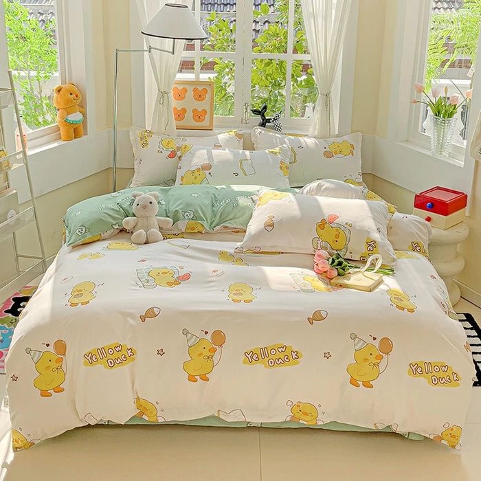 Microfiber Reactive Print Bedding Set – Duvet Cover, Flat Sheet & Pillowcases, 16 Patterns & 5 Sizes