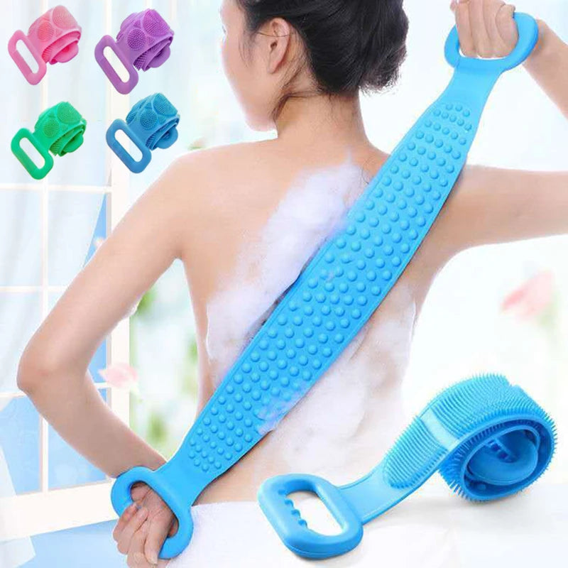 Silicone Exfoliating Back Scrub Belt – Double-Sided Shower Body Cleaner Strap