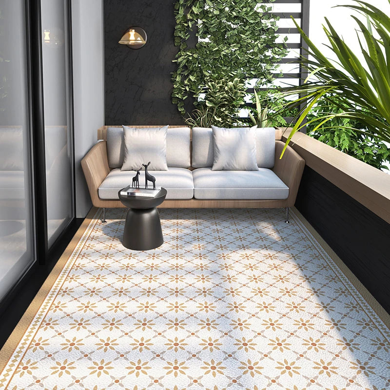 Outdoor Balcony Rug – Oil-Proof Non-Slip PVC Leather Carpet for Living Room & Kitchen