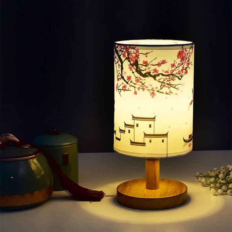 Square Table Lamp – Warm LED & Fabric Shade