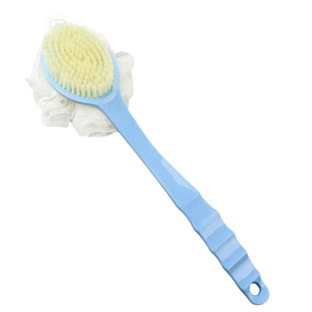 2-in-1 Double-Sided Long Handle Shower Brush – Exfoliating Soft Bristle Body Scrubber