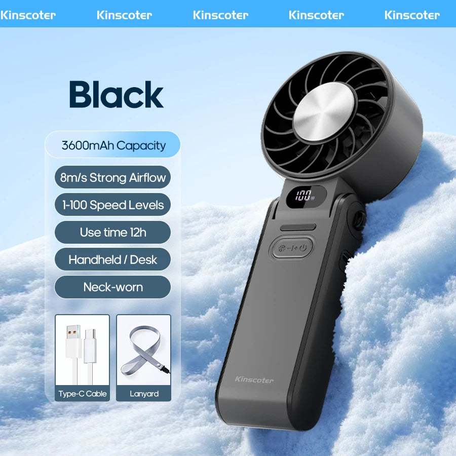 Rechargeable Handheld Fan with Optional Ice Cooling