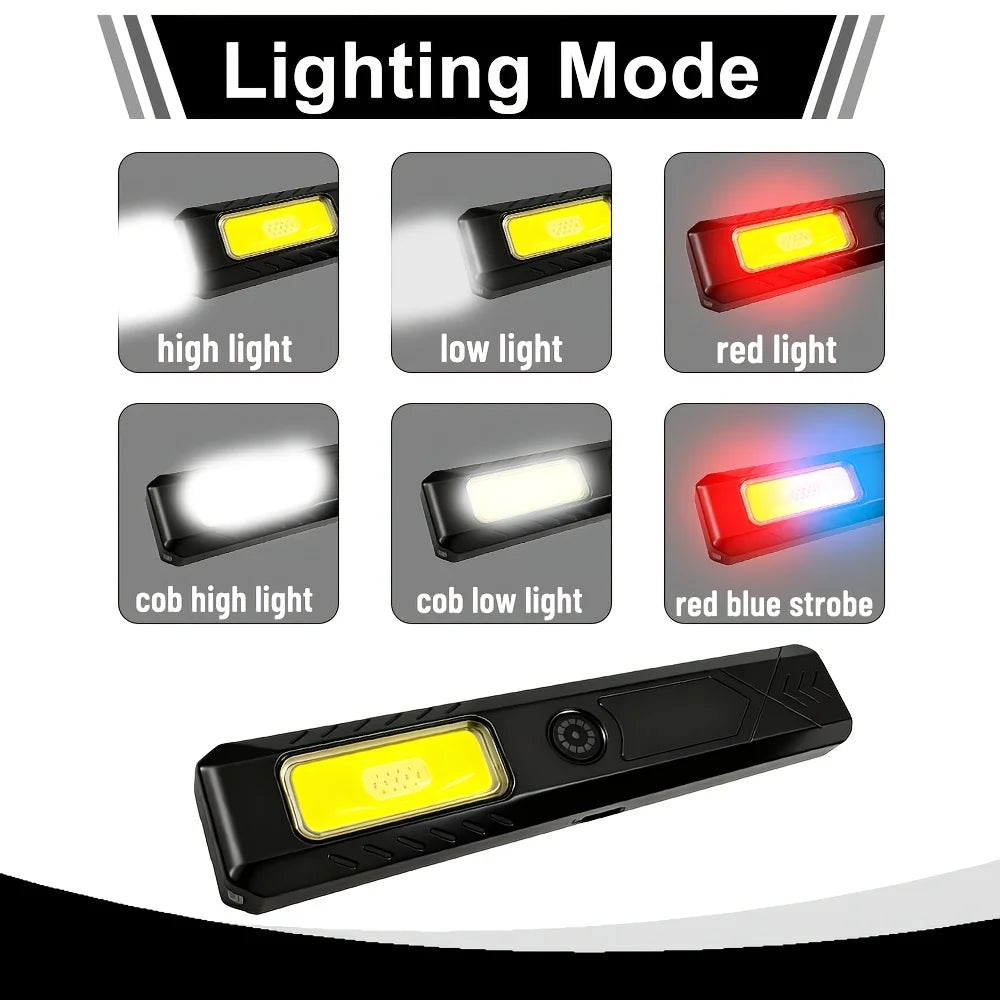 Heinast Mini COB+LED Keychain Flashlight – 6 Modes, Type-C Rechargeable, Magnetic Base, Clip, 32g EDC