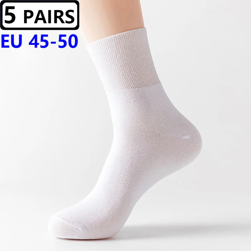 Plus Size Diabetic Loose Mouth Socks Size 48–50 – 5 Pairs Non-Binding Varicose Vein Socks for Older Men & Diabetes Patients