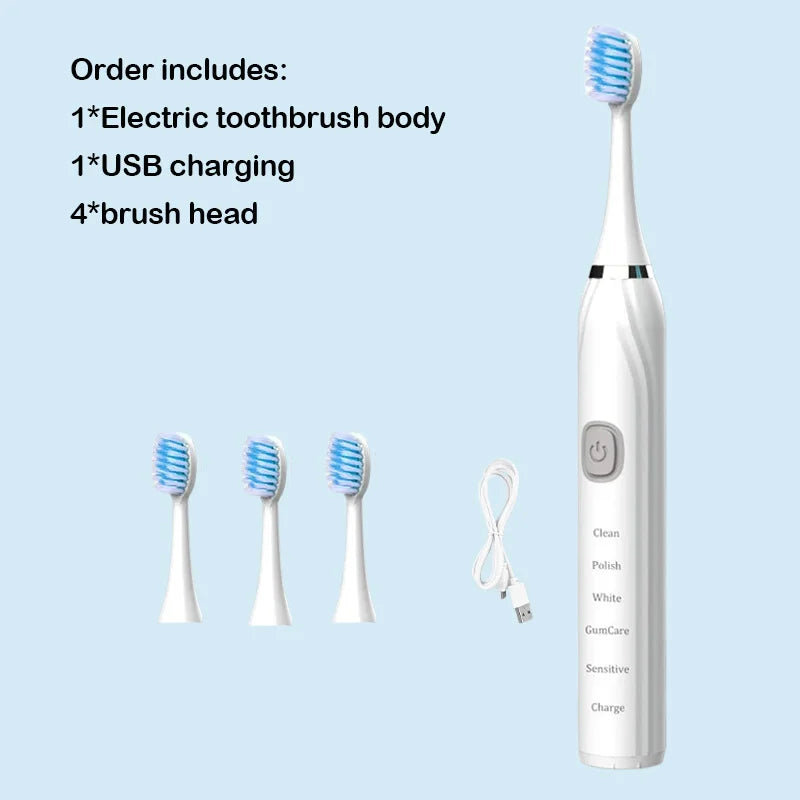Toothink Sonic Electric Toothbrush – 5 Modes, IPX7 Waterproof, USB Rechargeable, 5+ Brush Heads