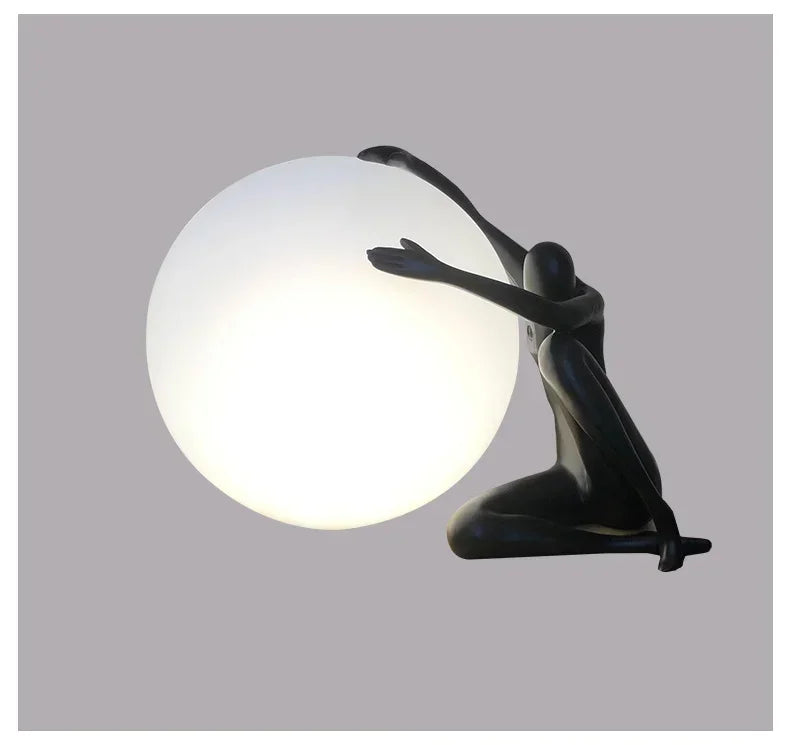 Sculptural Globe Lamp – Figure and Frosted Glass