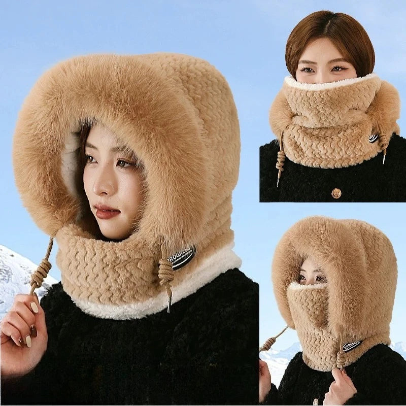 Women's Plush Winter Hood with Face and Neck Cover