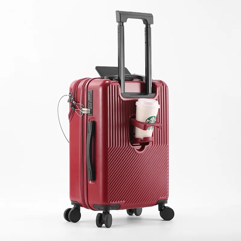2024 Durable Large Capacity Luggage Set — Front Open with Built-In Charging Port, Carry-On Travel 20/22/24/26"