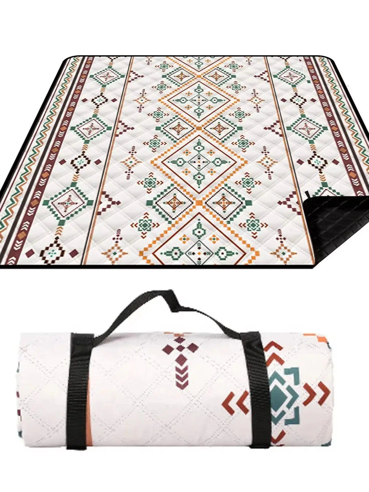 Waterproof Picnic Blanket – 200x200cm Large Beach Mat with Carrying Handle for Camping & Outdoor