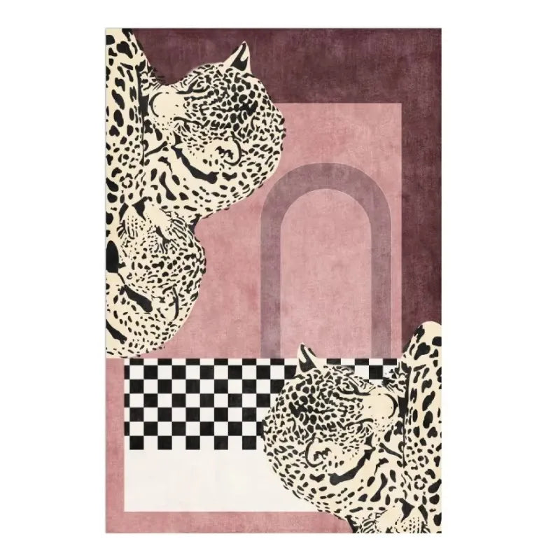 Leopard Print Plush Lounge Rug – Light Luxury Non-Slip Flannel Carpet for Living Room & Bedroom