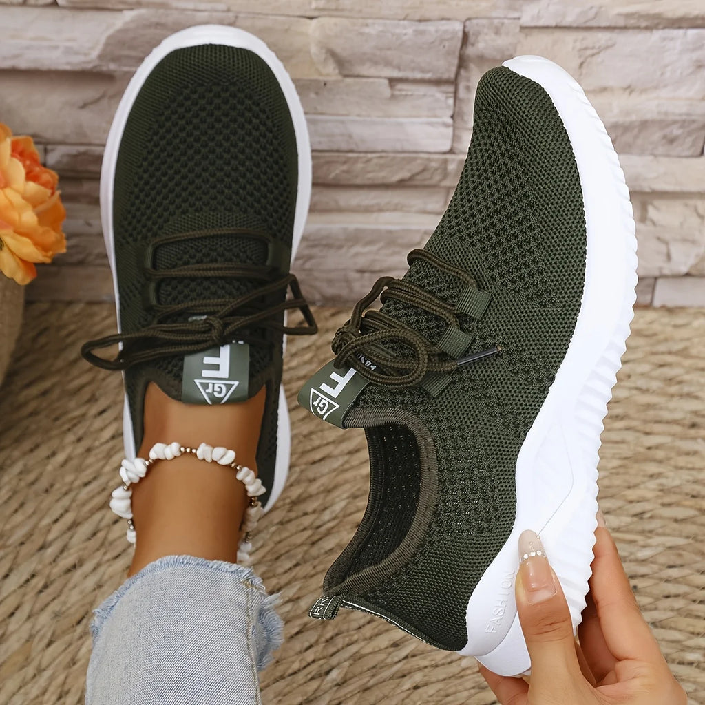 Women's Knit Leisure Sports Shoes – Soft Sole Running & Tennis Sneakers