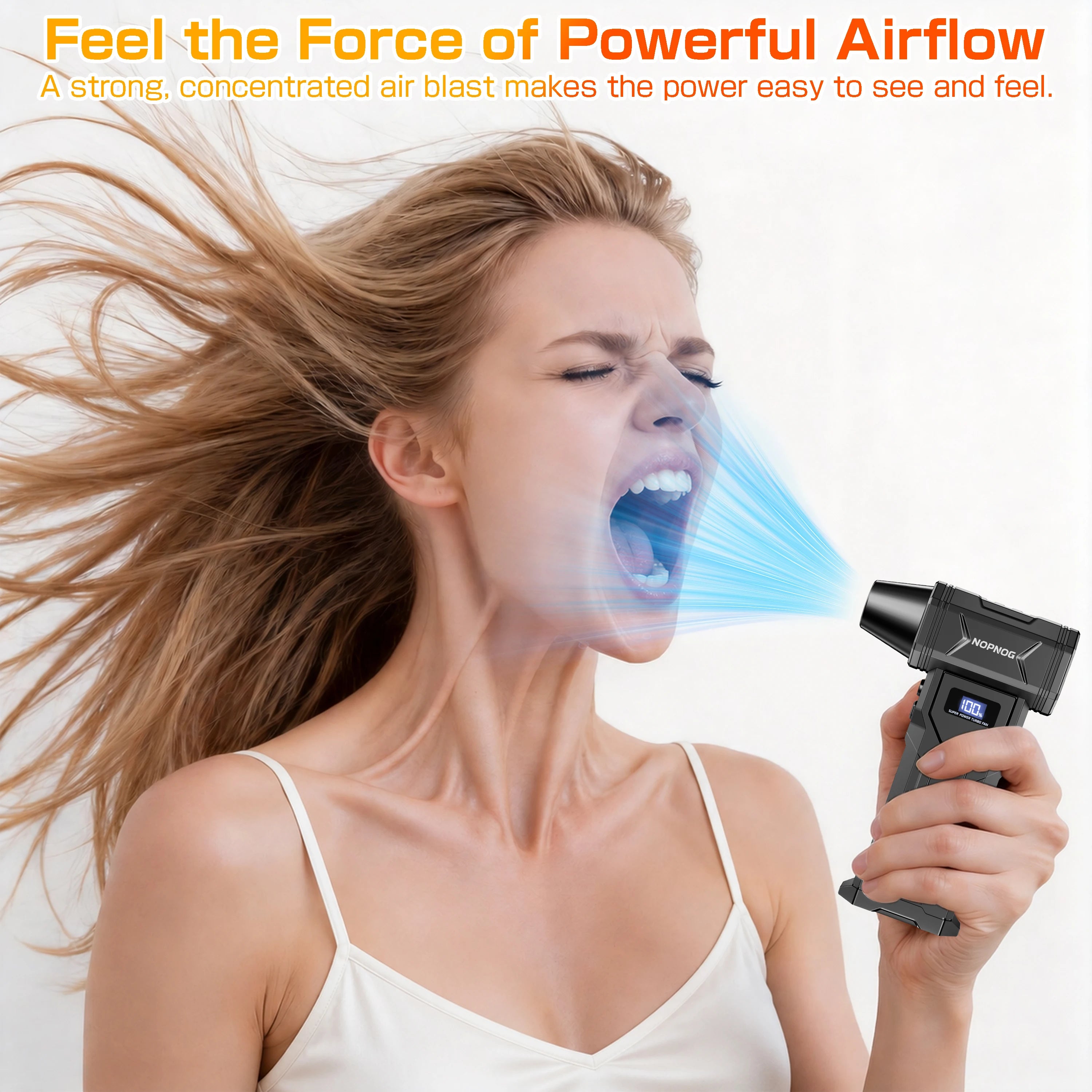 Turbo Jet Fan Blower & Air Duster — 130,000 RPM Brushless Motor, 4-Gear, 75W, Type-C Charging, 5 Nozzles