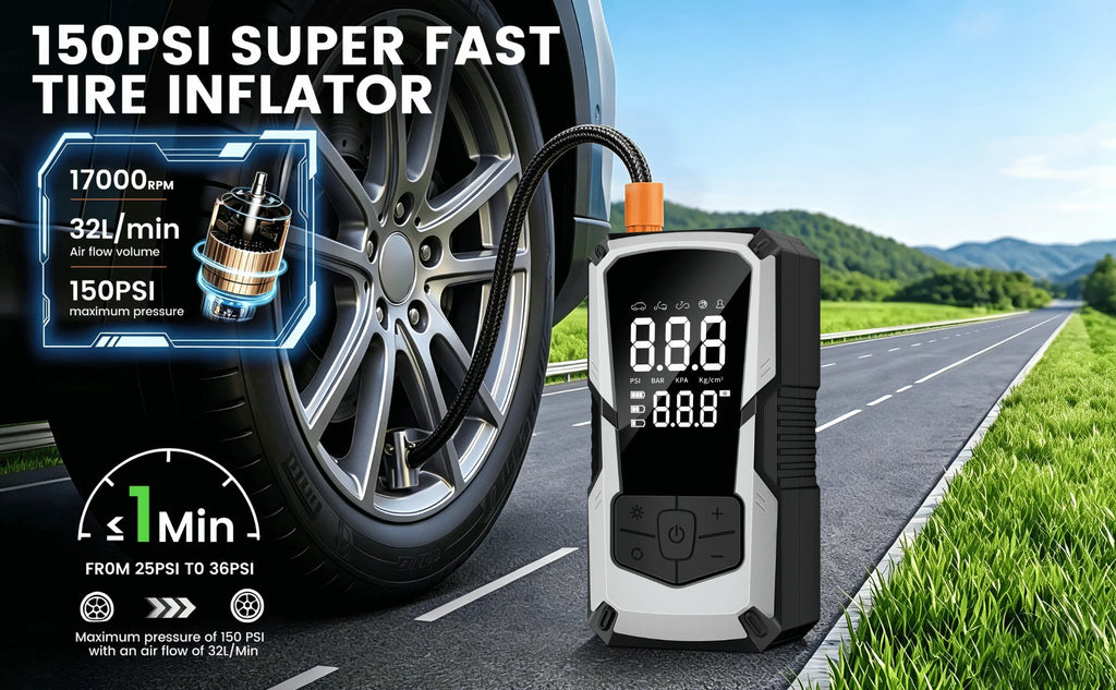 Cordless Tire Inflator with Digital Gauge, 150 PSI
