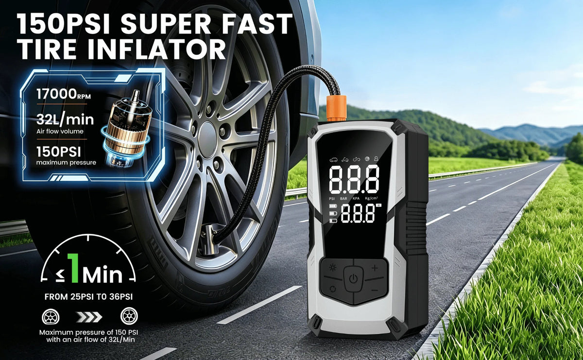 Cordless Tire Inflator with Digital Gauge, 150 PSI