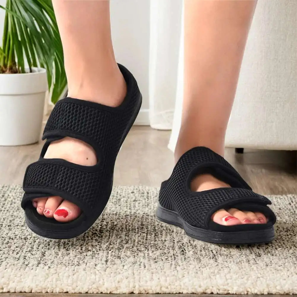 Men's & Women's Extra Wide Diabetic Slippers – Adjustable Indoor & Outdoor Shoes for Swollen Feet