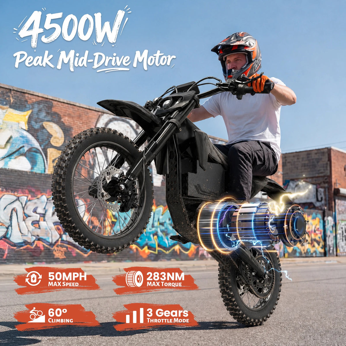 X1 Spark L Electric Dirt Bike – 60 Mile Range