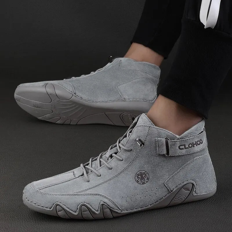 Men's Genuine Leather Lace-Up Ankle Boots