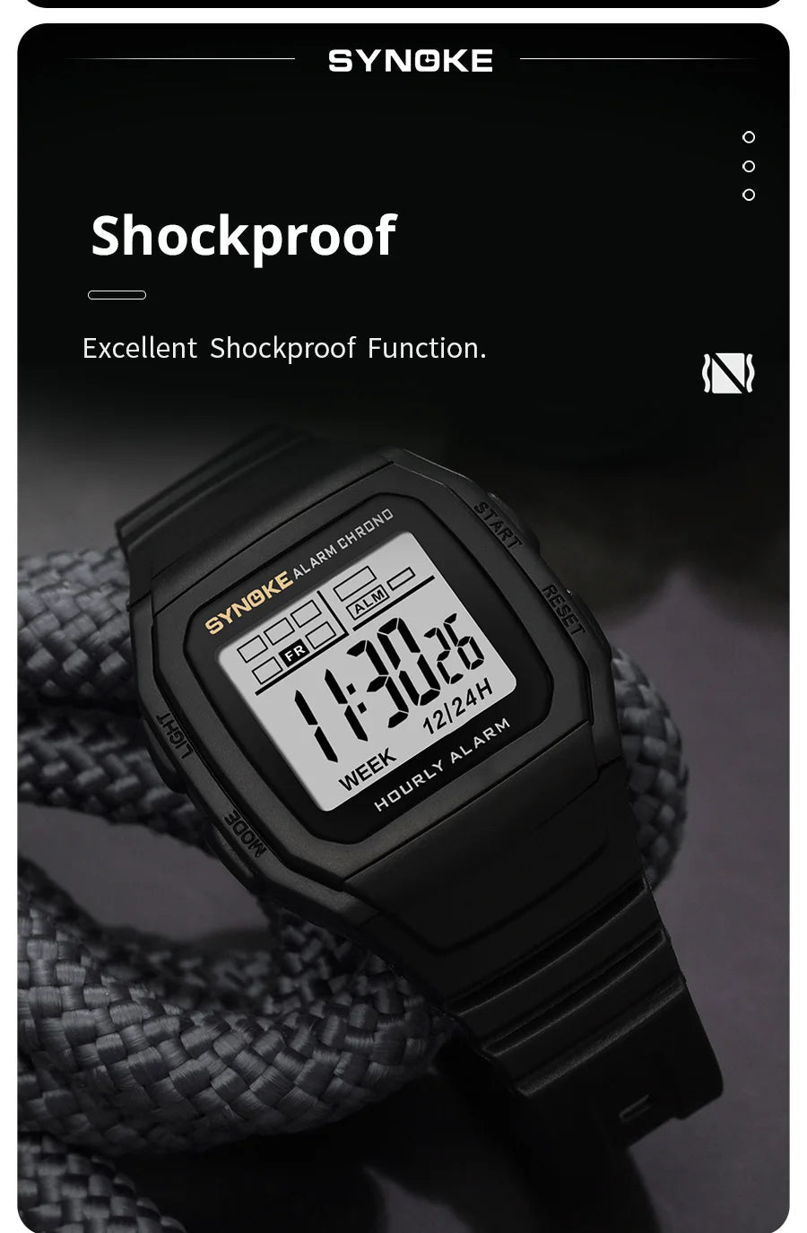 SYNOKE Retro Square Digital Watch | Student Outdoor Sports Luminous Waterproof Multifunction
