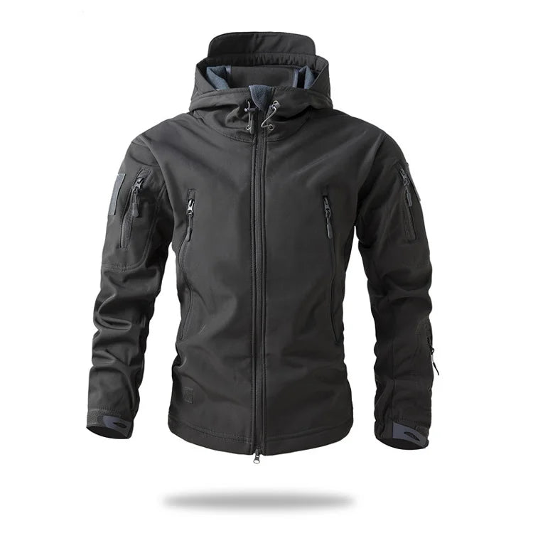 Men's Soft Shell Tactical Fleece Hooded Jacket