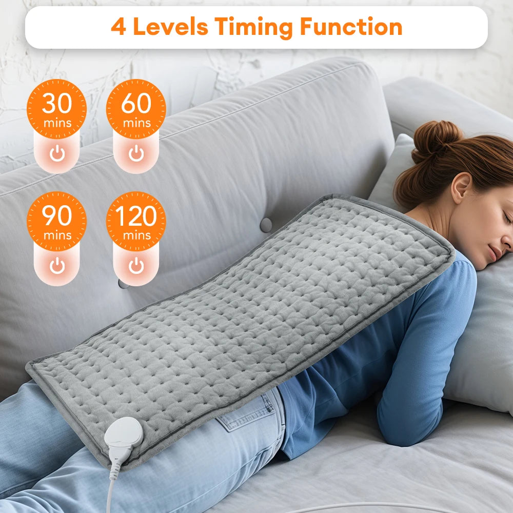 Electric Heating Pad — 9 Levels, 4 Modes, Timer, 30x60cm Washable Heated Blanket for Back, Shoulder & Knee