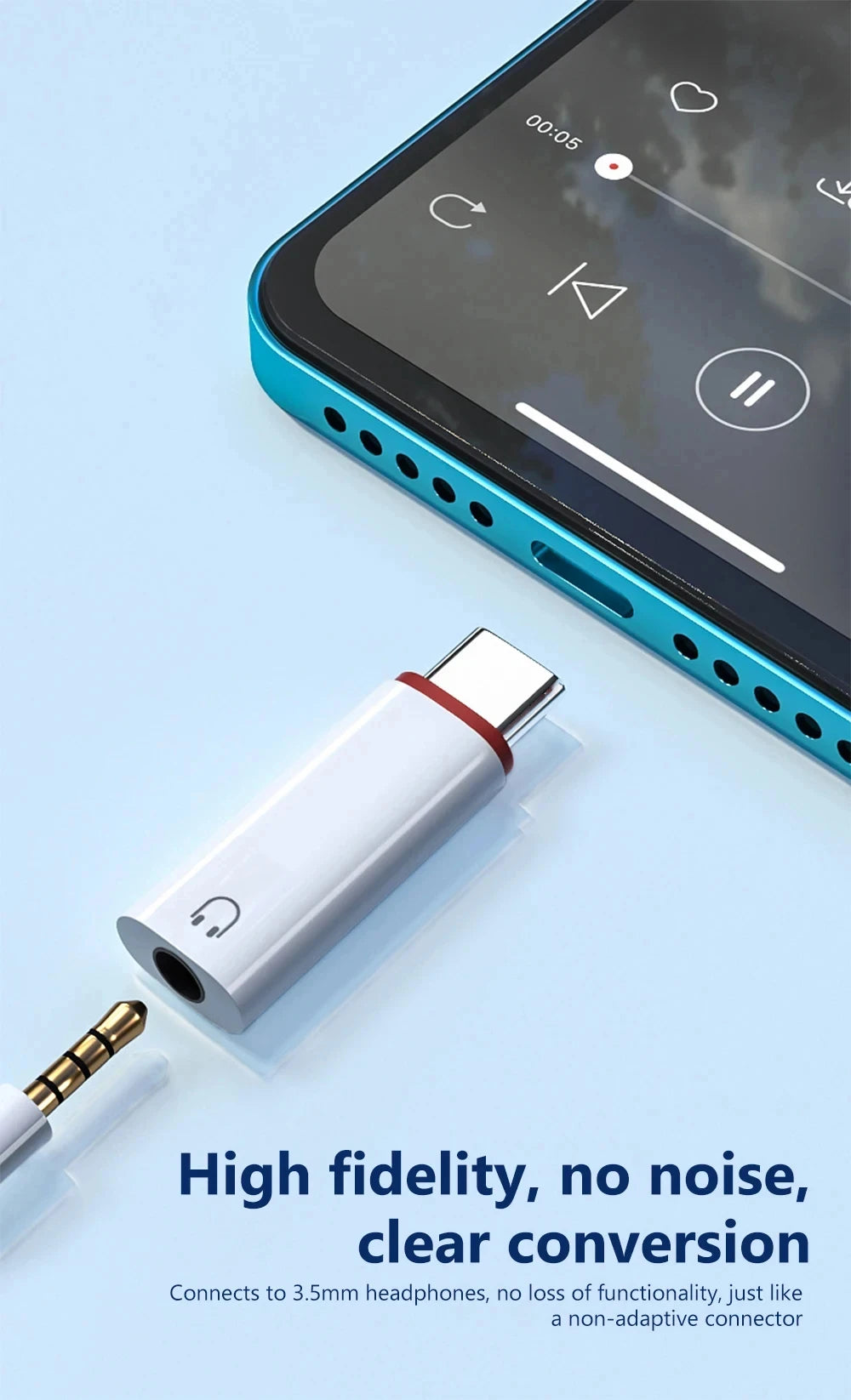 USB-C to 3.5mm Headphone Adapter for iPhone & Samsung