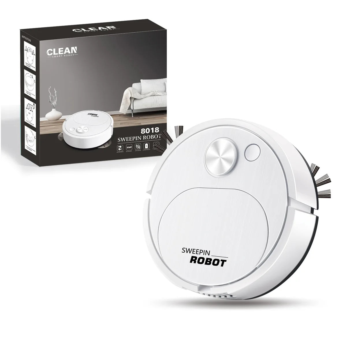 Mini Robot Vacuum Cleaner — 3-in-1 Sweep, Mop & Vacuum, 1500Pa, USB Charging, 20-Min Runtime