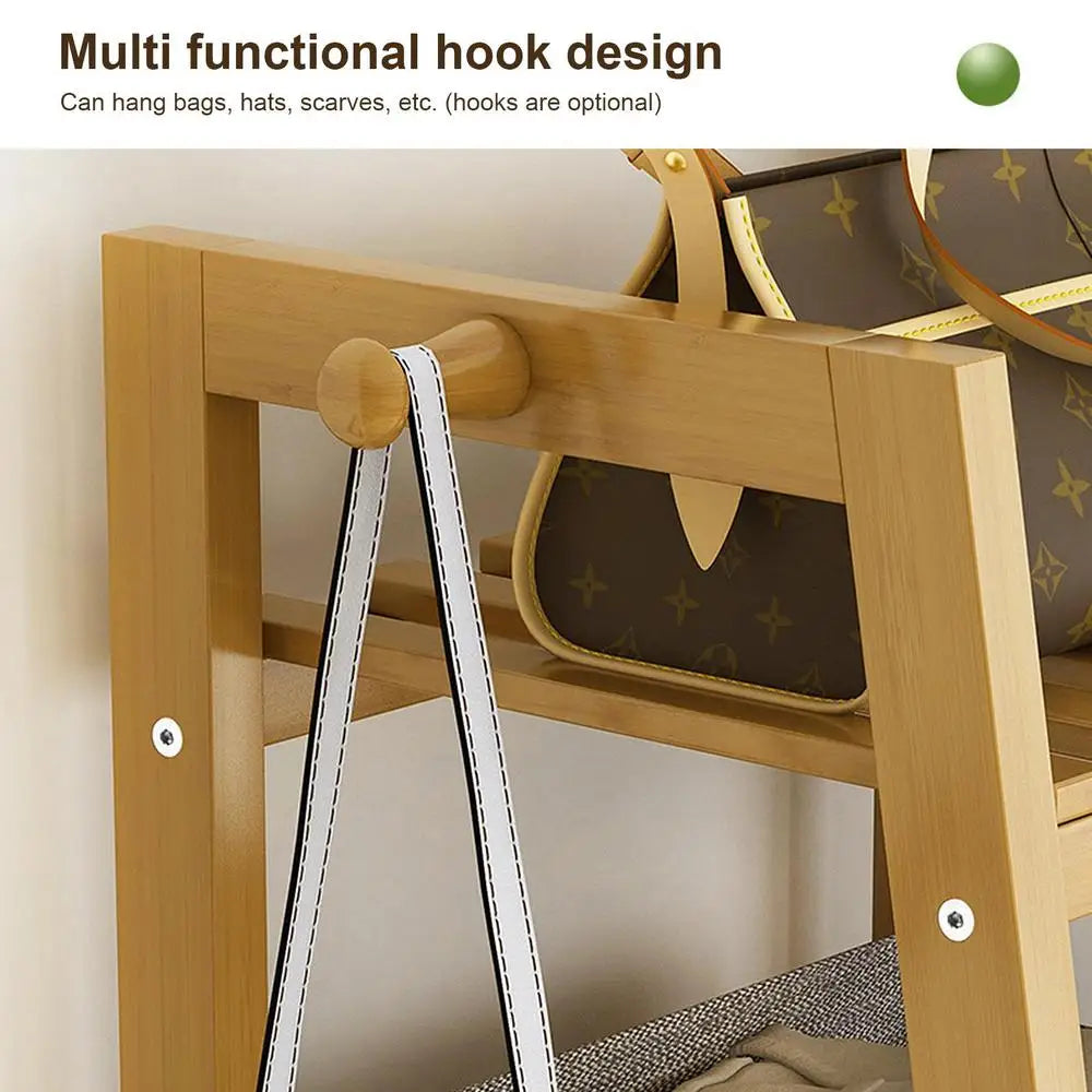 Floor Garment Rack with Multi-Layer Shelves — Freestanding Clothes Organizer