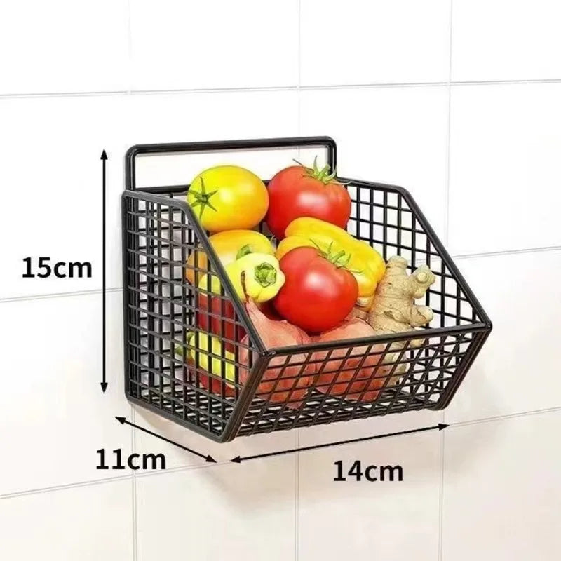Wall-Mounted Kitchen Storage Rack — Vegetables, Fruits, Spice & Condiment Organizer Shelf