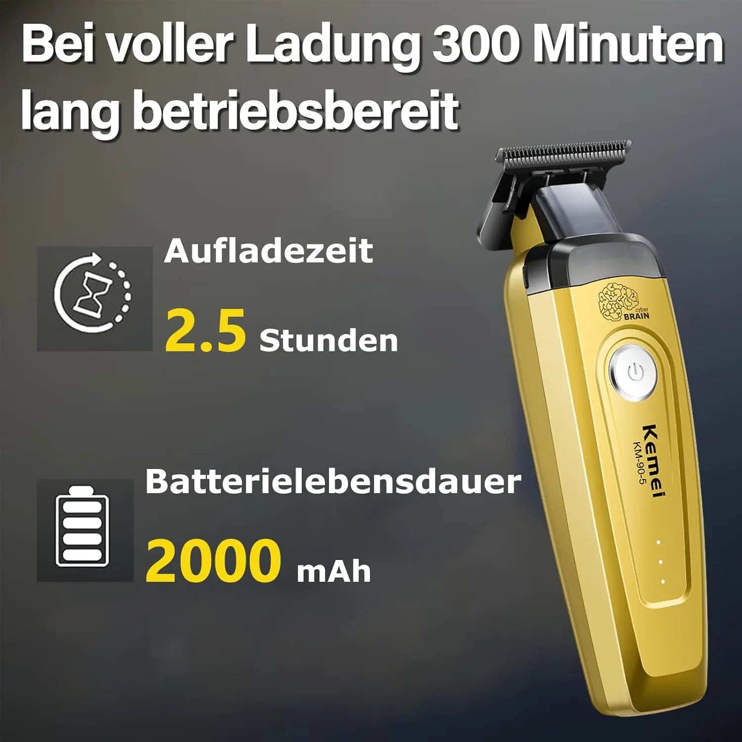 Kemei KM-90 Professional Hair Clipper Set – DLC Blade, Brushless Motor, 11,500 RPM, Cordless Barber Kit