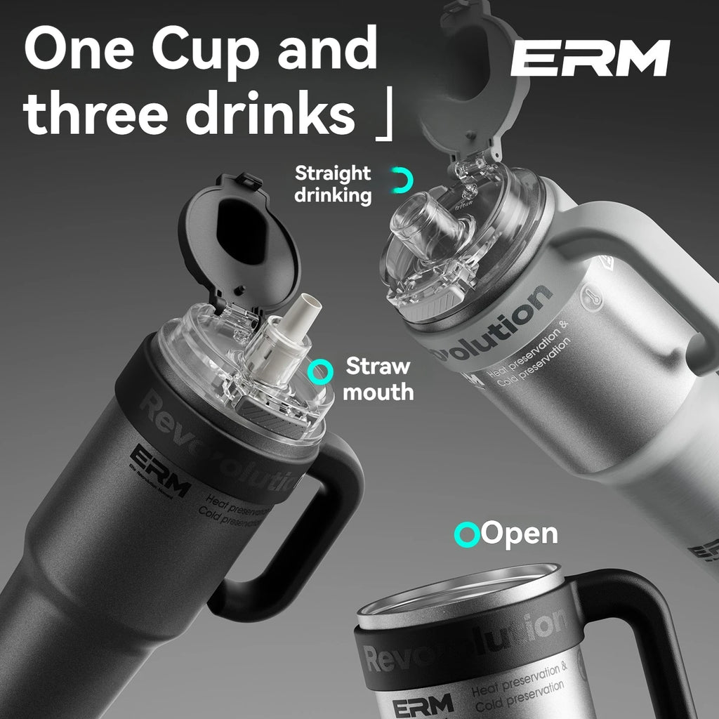 1200ml Insulated Tumbler with Straw & Handle