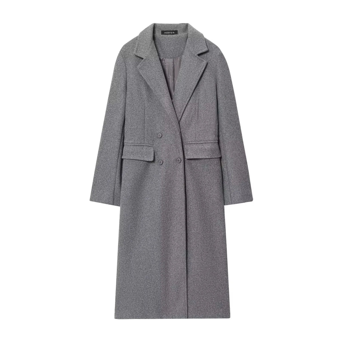 Women's Double-Breasted Wool Blend Long Coat – High Street Autumn Winter Outerwear