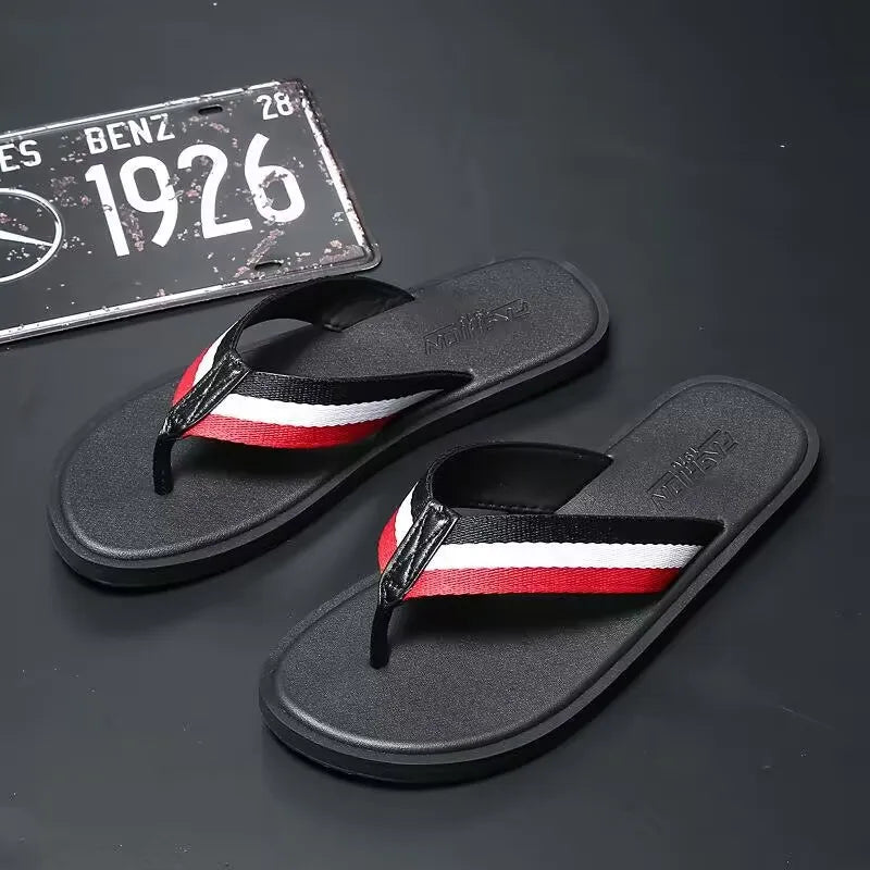 Men’s Stripe Beach Flip Flops — Sizes 37–46