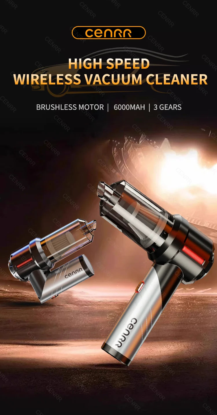 Cordless Car Vacuum – Brushless Motor & HEPA Filter