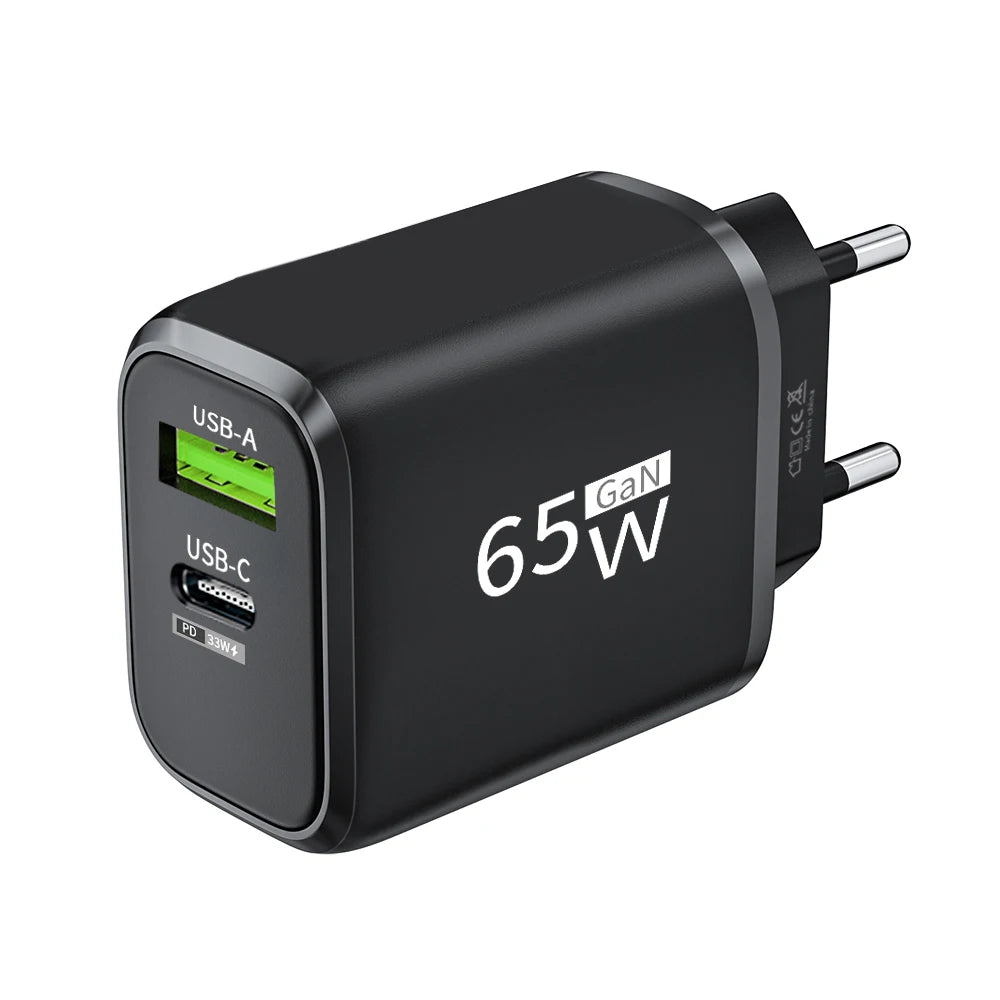 65W in Your Pocket. — 65W GaN USB-C Fast Charger | PD Power Adapter, Quick Charge 3.0, iPhone 15, Samsung, Xiaomi, POCO, OnePlus