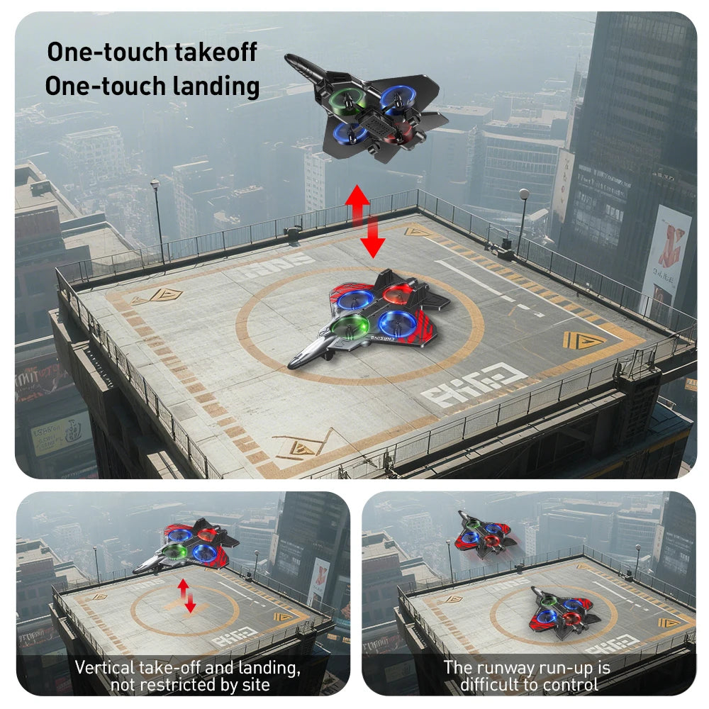 E72 Foam Stunt Drone Fighter – 2.4G Fixed Height Hover RC Aircraft with LED Lights & 360° Flip