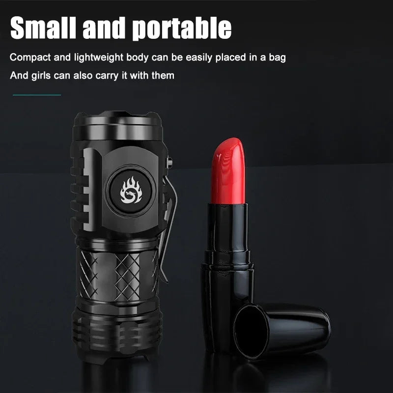 High Power LED Flashlight – Built-In Rechargeable Battery, Pen Clip Torch for Camping & Emergency Use