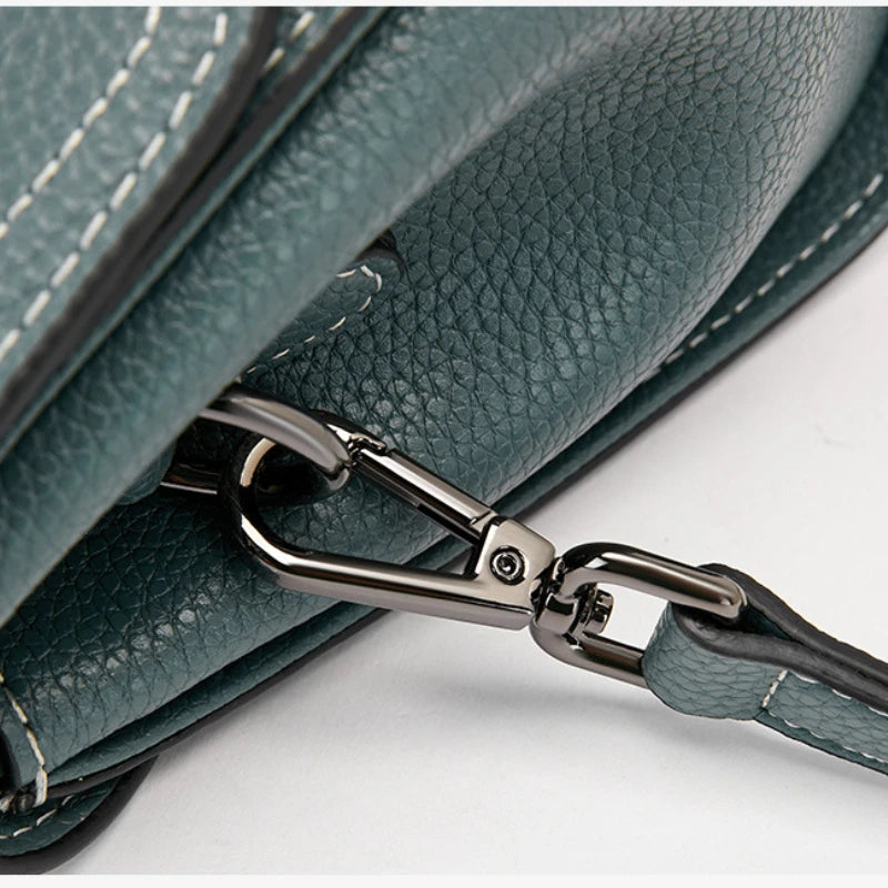 Genuine Cow Leather Square Satchel Shoulder Bag – All-Match Crossbody Messenger Handbag for Women
