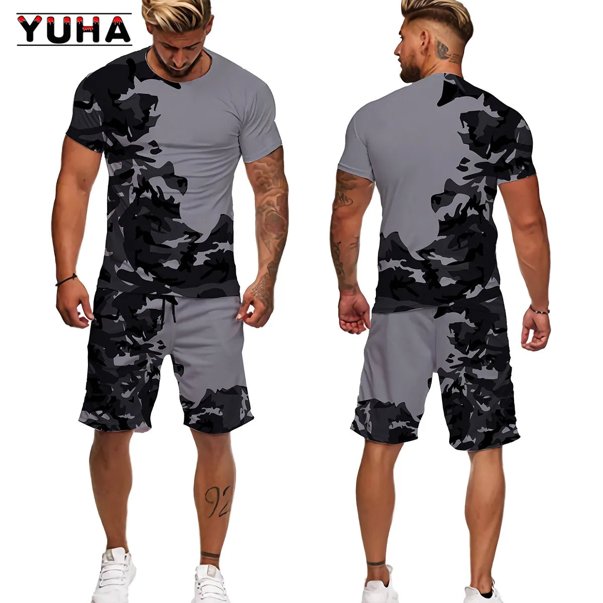 Men's Camouflage T-Shirt & Shorts Tracksuit Set – Outdoor Camping Hunting Sport