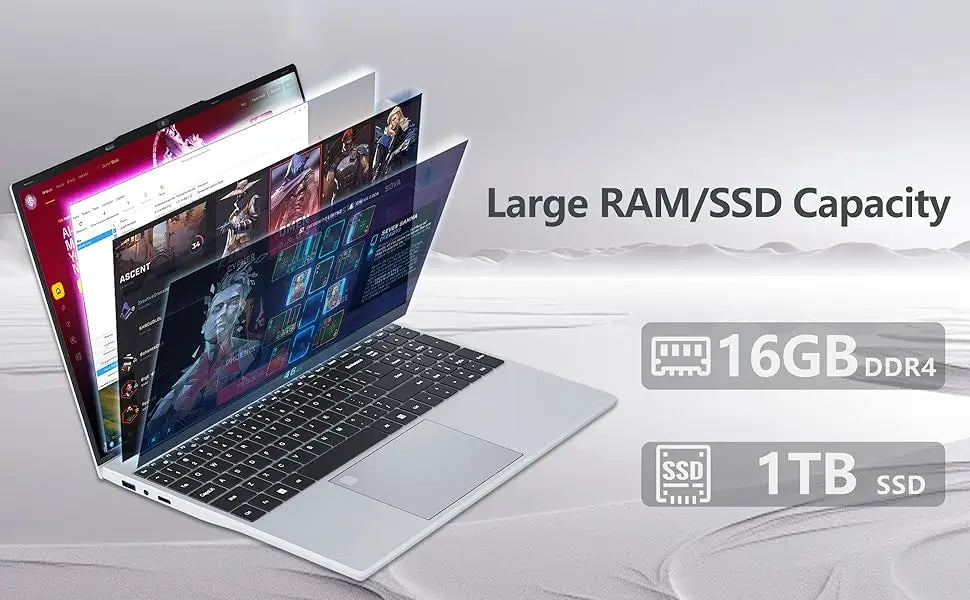 15.6" Ultra Slim Laptop – Intel Core i3-6100U, 16GB RAM, Up to 2TB SSD, Windows 11 Pro