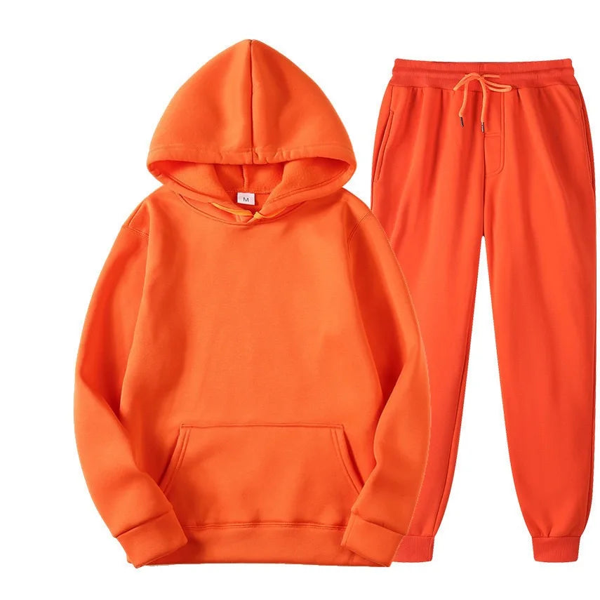 Men's Solid Color Hoodie & Pants Tracksuit Set – Fashionable Casual Sport (S–3XL)