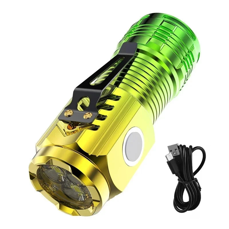 High Power LED Flashlight – Built-In Rechargeable Battery, Pen Clip Torch for Camping & Emergency Use